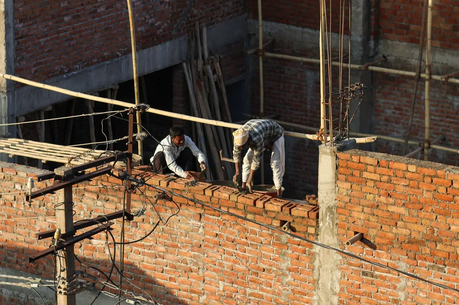 On site — construction work