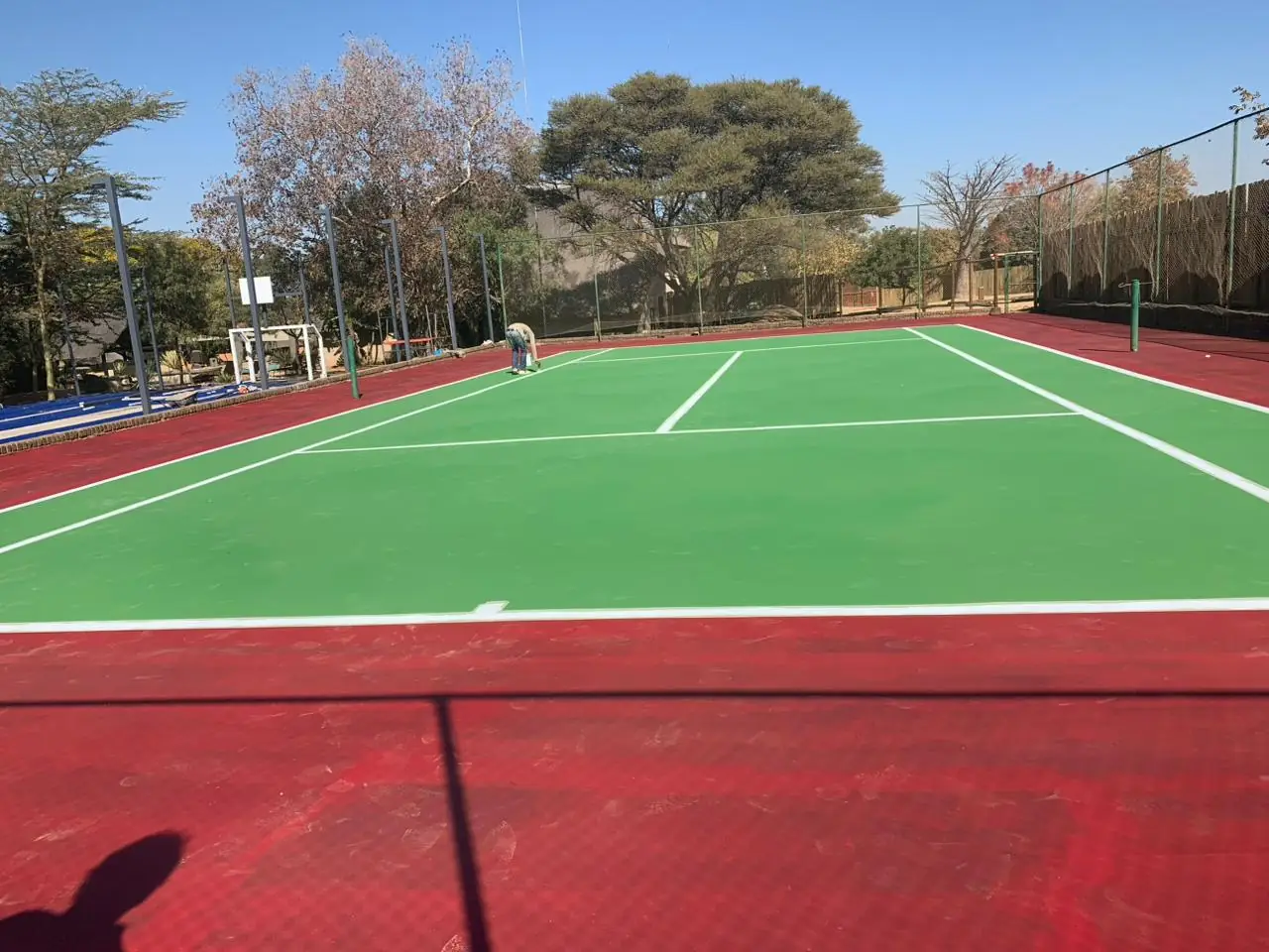Finished tennis court at BushTime at Mabula