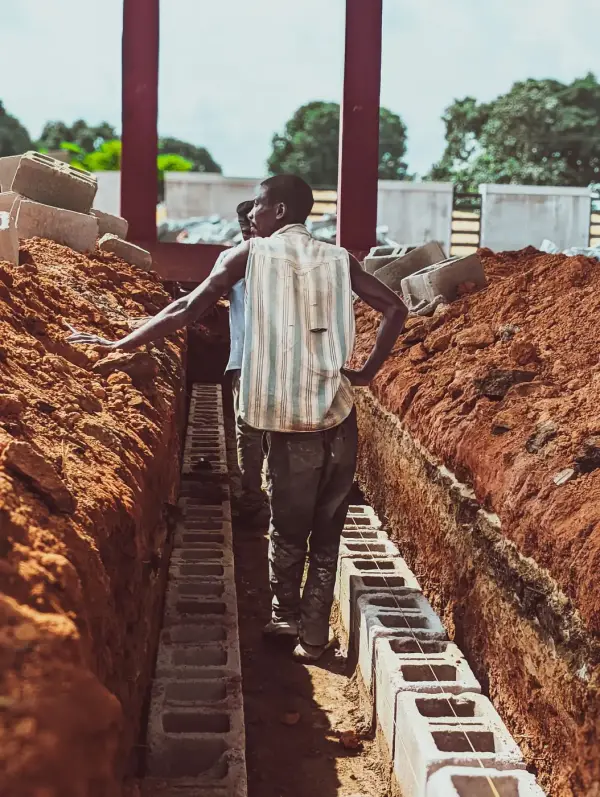 On site — construction work