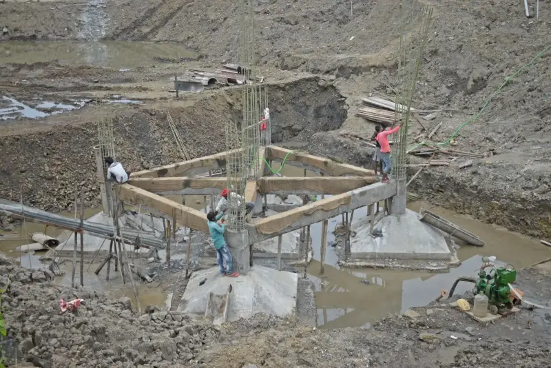 On site — construction work