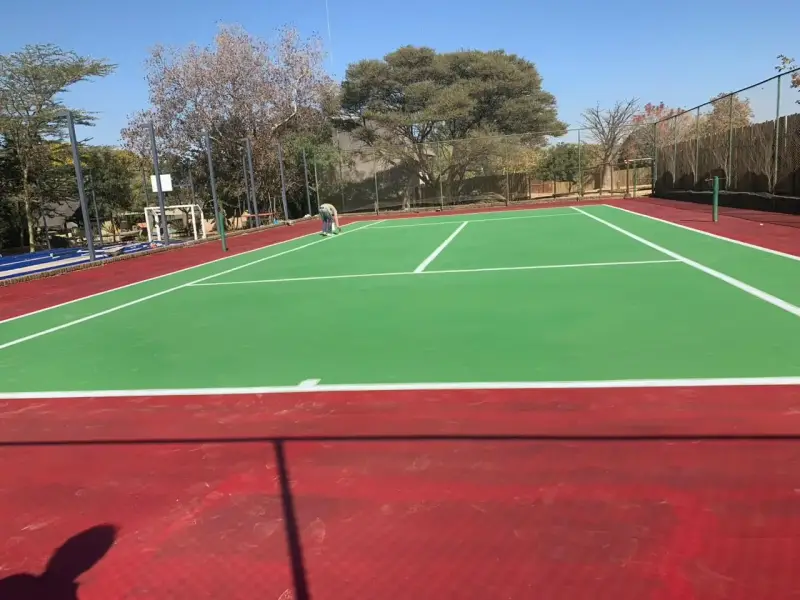 Finished tennis court at BushTime at Mabula